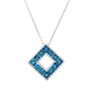 WHITE GOLD AND BLUE DIAMOND SQUARE PENDANT NECKLACE, 1.10 CT TW