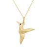 YELLOW GOLD HUMMINGBIRD PENDANT WITH 2 BLACK DIAMONDS, .01 CT TW