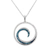 MODERN WHITE GOLD NECKLACE WITH BLUE AND WHITE DIAMONDS, 3/8 CT TW