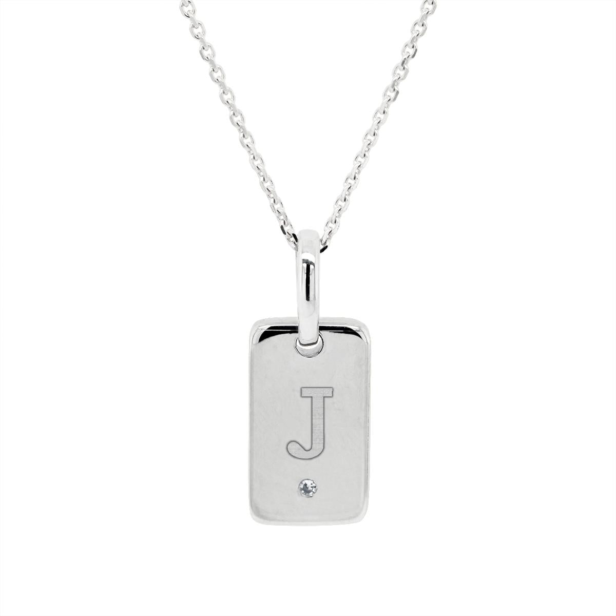 WHITE GOLD J INITIAL PENDANT NECKLACE