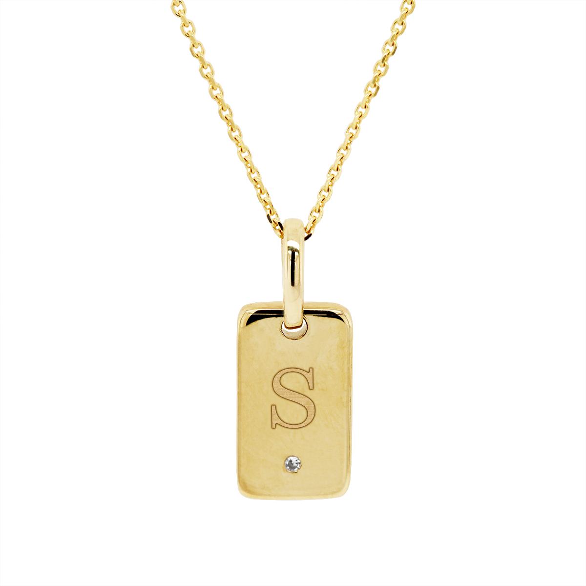 YELLOW GOLD S INITIAL PENDANT NECKLACE