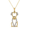 YELLOW GOLD DOG OUTLINE PENDANT NECKLACE WITH DIAMONDS, 1/7 CT TW