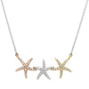 TRI-TONE GOLD STARFISH NECKLACE WITH DIAMONDS, 3/8 CT TW