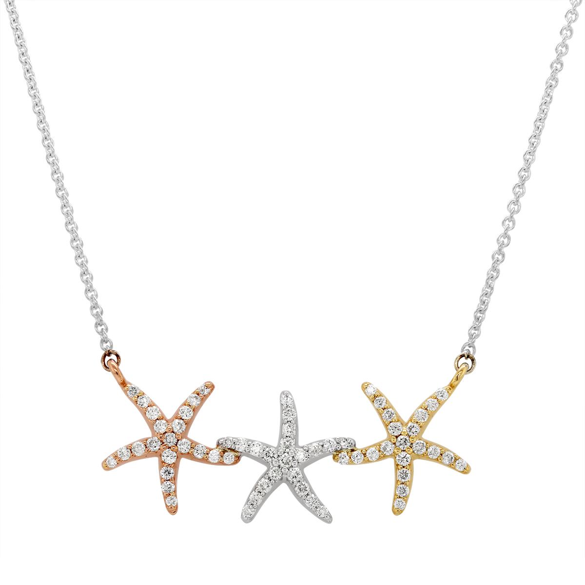 ROBERTO COIN NEW 18K White Gold & Pave Diamond Starfish Pendant Necklace |  eBay