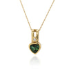 YELLOW GOLD PENDANT WITH 1.72 CT TRIANGLE SHAPED GREEN TOURMALINE AND ROUND DIAMOND, .09 CT