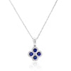WHITE GOLD PENDANT WITH ROUND CUT SAPPHIRES AND DIAMONDS, .13 CT TW