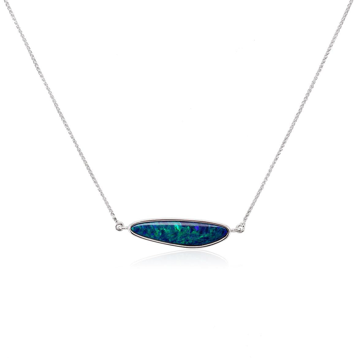 WHITE GOLD OPAL DOUBLET NECKLACE