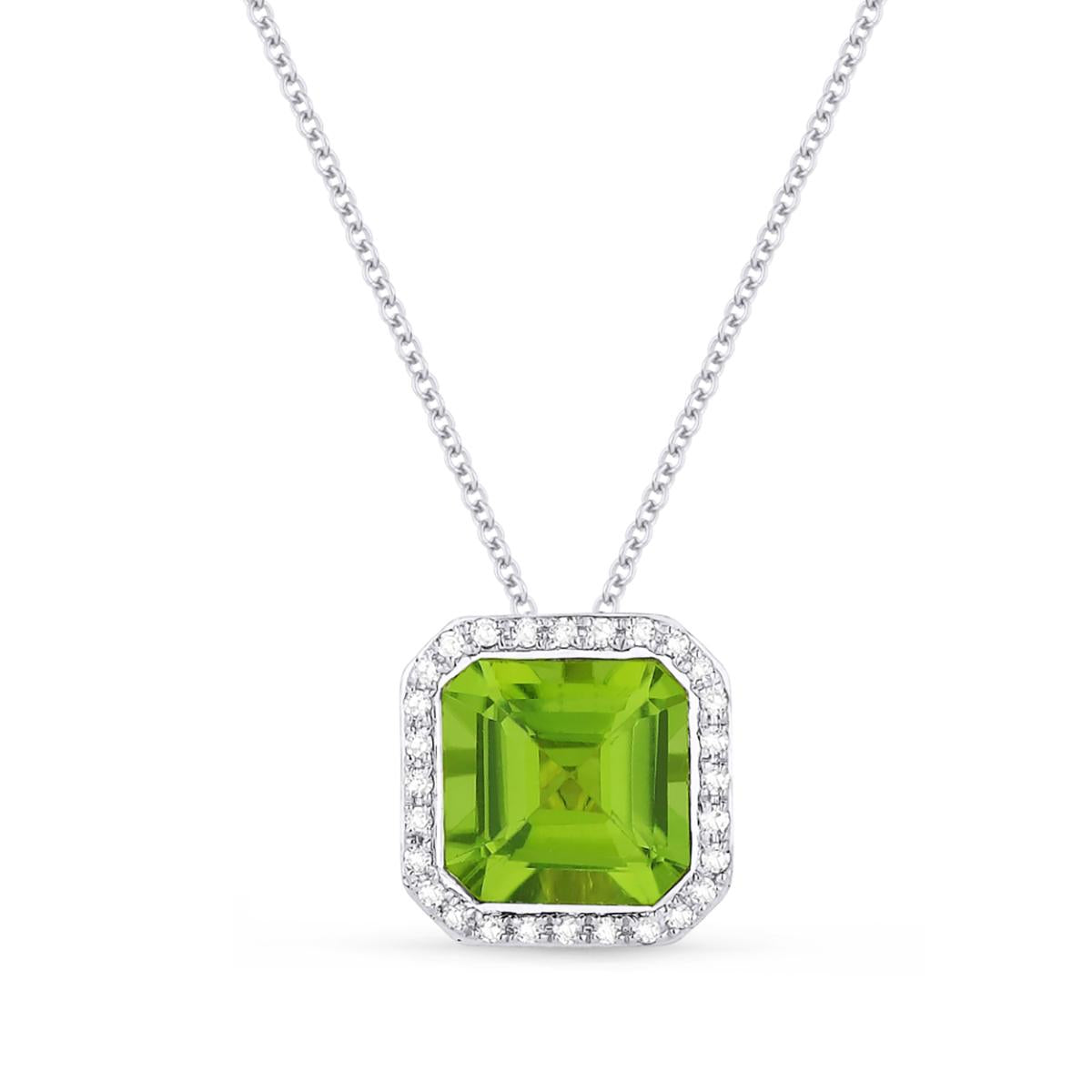 WHITE GOLD PENDANT NECKLACE WITH PERIDOT CENTER