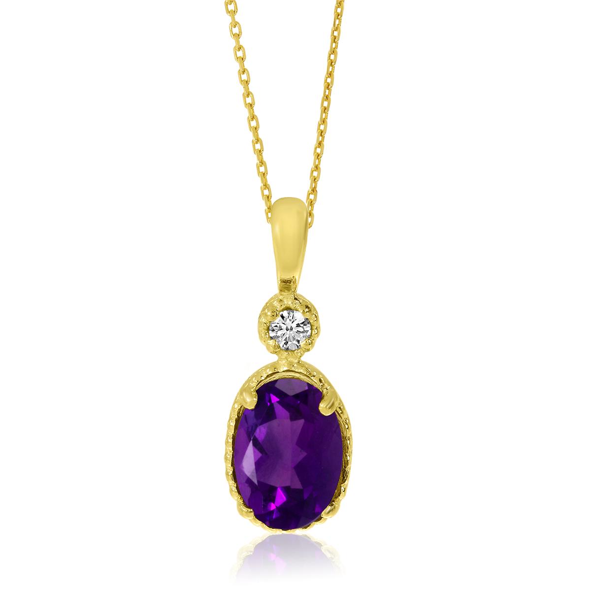 YELLOW GOLD AMETHYST PENDANT NECKLACE