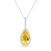 WHITE GOLD AND PEAR SHAPED CITRINE PENDANT NECKLACE
