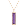 ROSE GOLD PENDANT NECKLACE WITH BAGUETTE SHAPED AMETHYST, .10  CT TW
