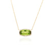 YELLOW GOLD PENDANT NECKLACE WITH FANCY CUT PERIDOT AND DIAMONDS, .09 CT TW