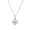 WHITE GOLD NECKLACE WITH PINK GEMSTONES AND DIAMONDS, 1/5 CT TW