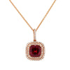 ROSE GOLD NECKLACE WITH GARNET AND DIAMONDS, .28 CT TW