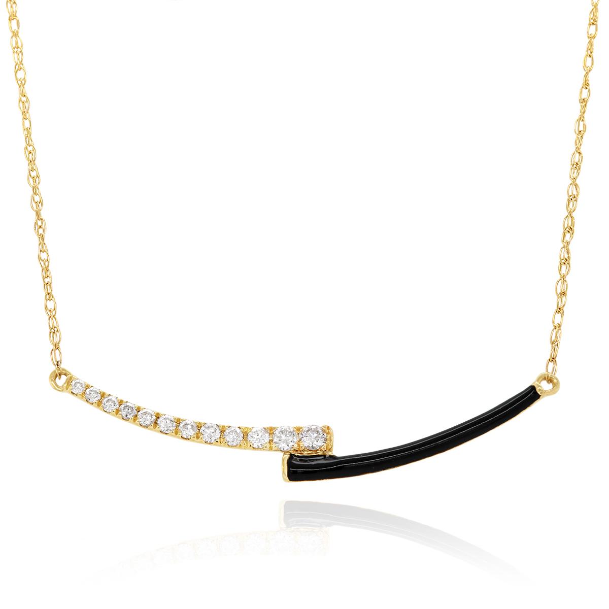 MODERN YELLOW GOLD NECKLACE WITH 12 ROUND CUT DIAMONDS, .12 CT TW