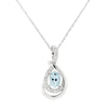 WHITE GOLD OVAL AQUAMARINE AND DIAMOND PENDANT NECKLACE, .13 CT TW