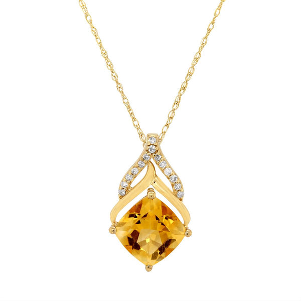 YELLOW GOLD NECKLACE WITH CITRINE AND DIAMOND