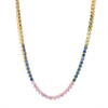 YELLOW GOLD MULI-COLOR GEMSTONE TENNIS NECKLACE