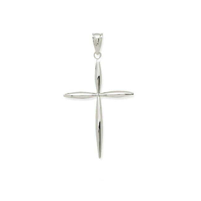 HIGH POLISH WHITE GOLD CROSS CHARM PENDANT