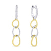 TWO-TONE GOLD DANGLE EARRINGS WITH HOOPS, .16 CT TW