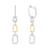 TWO-TONE GOLD DANGLE EARRINGS WITH GEOMETRIC, .34 CT TW