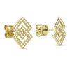 MODERN YELLOW GOLD AND DIAMOND EARRINGS WITH GEOMETRIC DESIGN, .16 CT TW