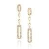 YELLOW GOLD DANGLE EARRINGS WITH 94 ROUND CUT DIAMONDS, .83 CT TW