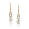 YELLOW GOLD DANGLE EARRINGS WITH 72 ROUND CUT DIAMONDS, .67 CT TW
