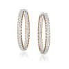 TWO-TONE GOLD HOOP EARRINGS WITH 92 LAB GROWN DIAMONDS, 1.00 CT TW