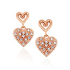 ROSE GOLD HEART SHAPED DANGLE EARRINGS WITH DIAMONDS, .10 CT TW