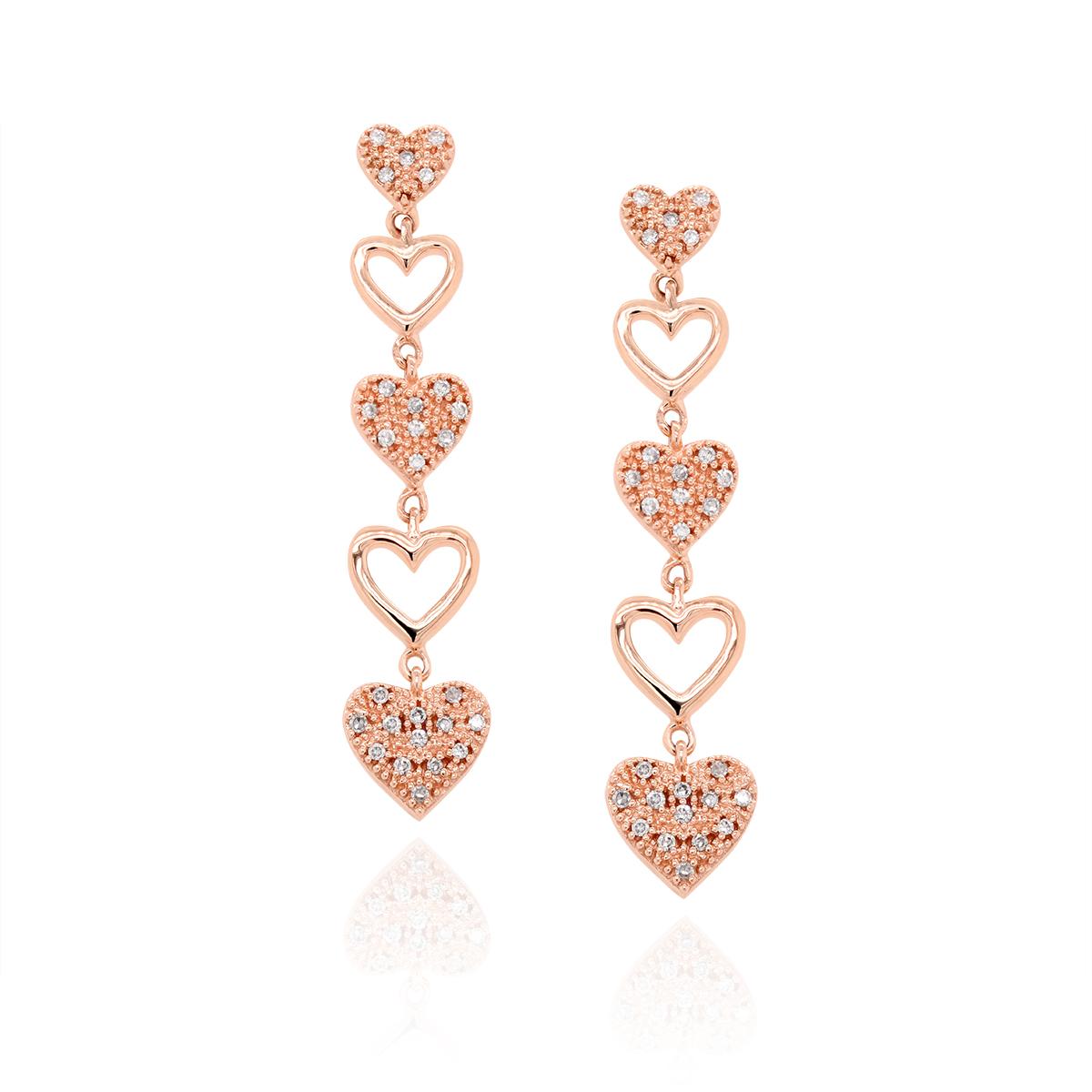 ROSE GOLD AND DIAMOND HEART SHAPED DANGLE EARRINGS Howard's