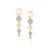 TWO-TONE GOLD AND DIAMOND DANGLE EARRINGS WITH ROUND DESIGN, .20 CT TW