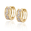 YELLOW GOLD CHAIN LINK STYLE HOOP EARRINGS WITH DIAMONDS, .17 CT TW