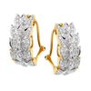 TWO-TONE GOLD DIAMOND HOOP EARRINGS WITH LEAF DESIGN, 1/2 CT TW