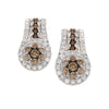 WHITE GOLD PAVE EARRINGS WITH BROWN AND WHITE DIAMONDS, 1.00 CT TW