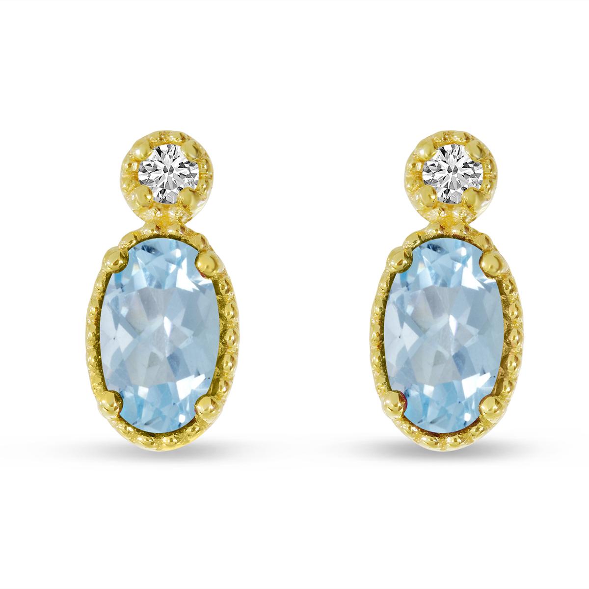 YELLOW GOLD AQUAMARINE EARRINGS