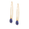 YELLOW GOLD FILLED DANGLE EARRNGS WITH 2 PEAR SHAPED SAPPHIRES