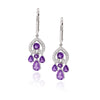 WHITE GOLD DANGLE EARRINGS WITH FANCY CUT AMETHYSTS AND DIAMONDS, .12 CT TW