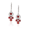 WHITE GOLD FASHION DANGLE EARRINGS WITH GARNET AND DIAMONDS, .12 CT TW