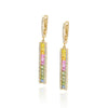 YELLOW GOLD DANGLE EARRINGS WITH MULTICOLORED SAPPHIRES AND DIAMONDS, .44 CT TW