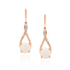 ROSE GOLD DANGLE EARRINGS WITH OPALS AND DIAMONDS, .10 CT TW
