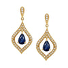 YELLOW GOLD DANGLE EARRINGS WITH DIAMONDS AND PEAR SAPPHIRES, .29 CT TW