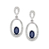 WHITE GOLD DANGLE EARRINGS WITH DIAMONDS AND OVAL SAPPHIRES, .20 CT TW