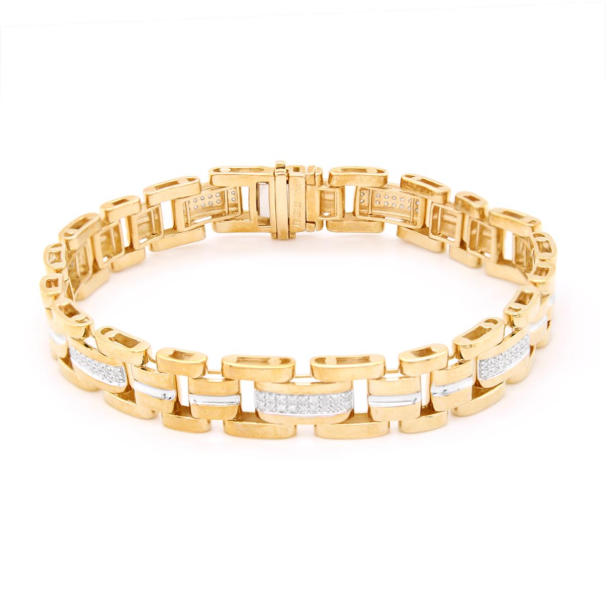 MEN&#39;S MODERN STYLE YELLOW GOLD BRACELET WITH 126 ROUND CUT DIAMONDS, 1/2 CT TW