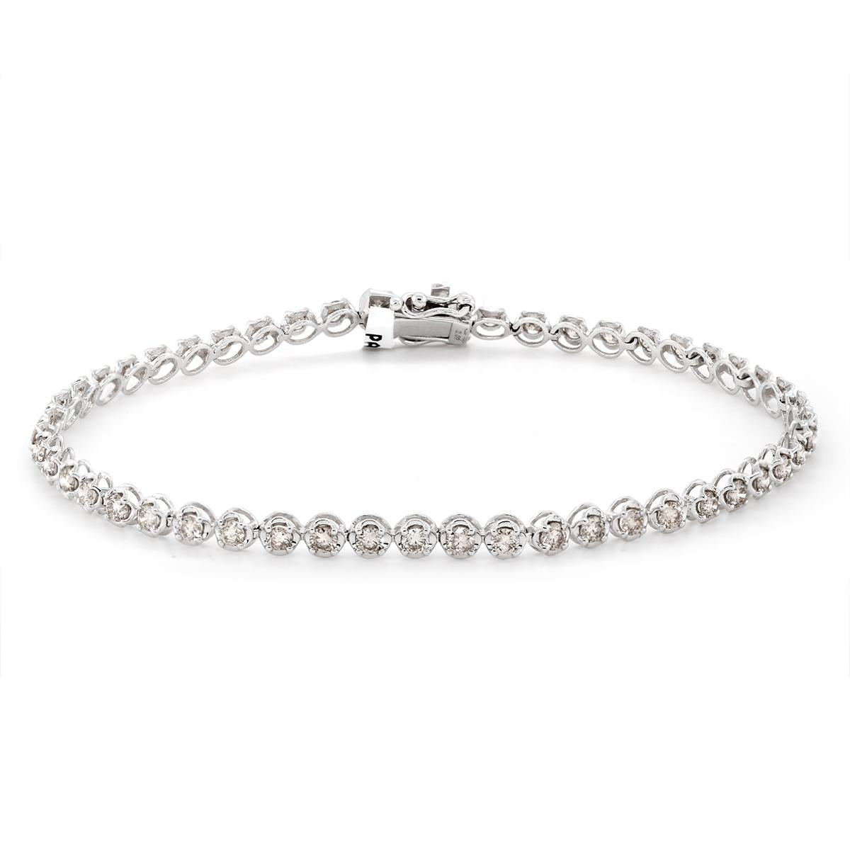 WHITE GOLD DIAMOND TENNIS BRACELET WITH 50 DIAMONDS, 2.00 CT TW