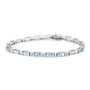 WHITE GOLD BRACELET WITH BAGUETTE AQUAMARINES AND ROUND DIAMONDS, .46 CT TW