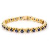 YELLOW GOLD OVAL CUT SAPPHIRE TENNIS BRACELET