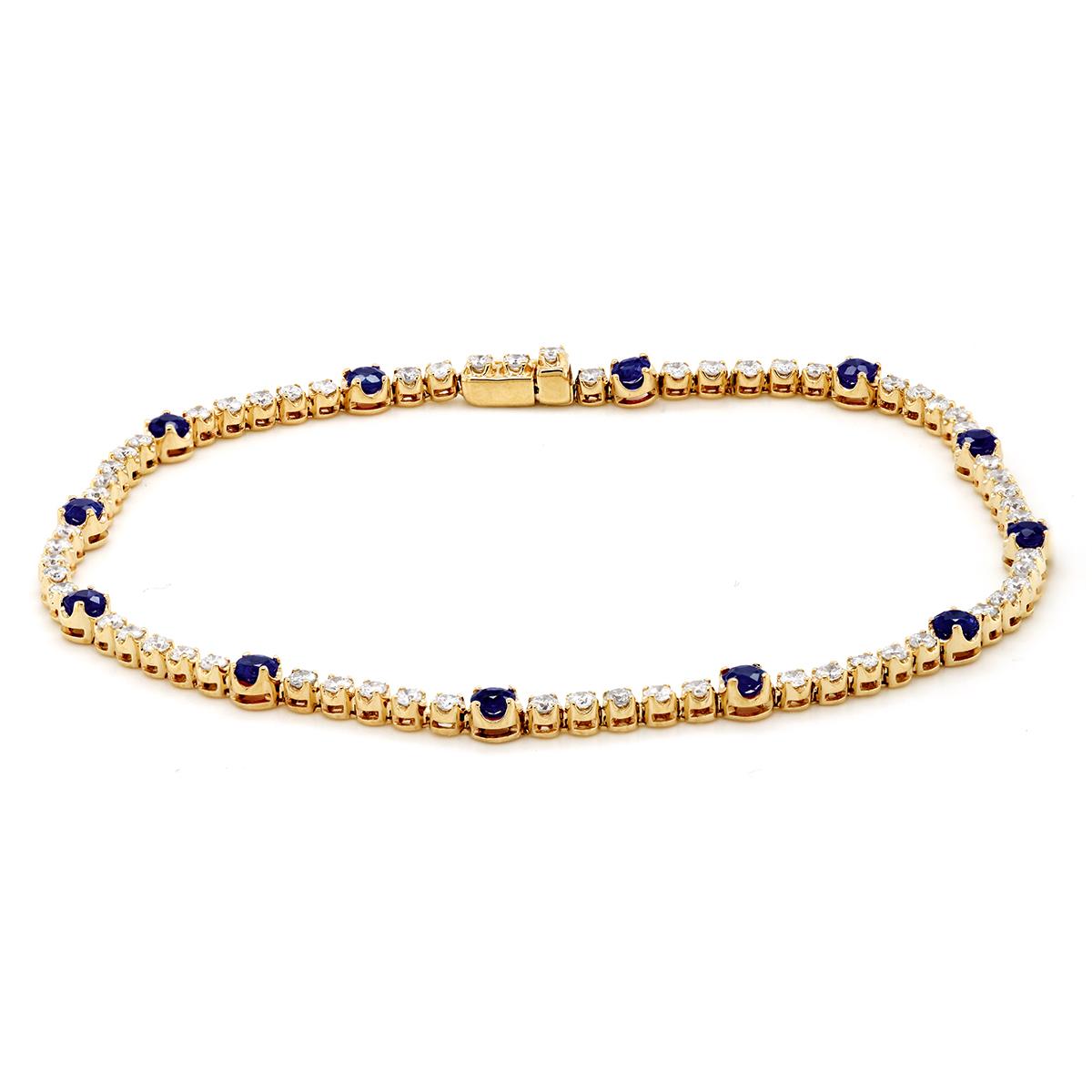 YELLOW GOLD BRACELET WITH SAPPHIRES AND DIAMONDS, 1.11 CT TW
