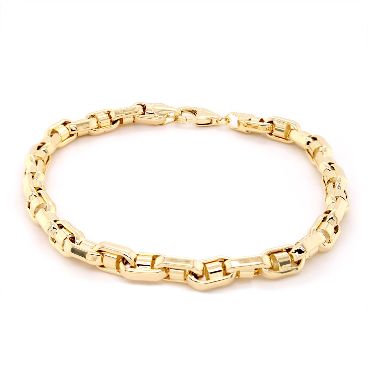 YELLOW GOLD FANCY BULLET LINK BRACELET