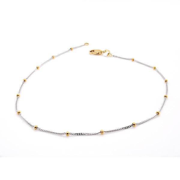 TWO-TONE GOLD CURB LINK ANKLET - Howard's Jewelry Center